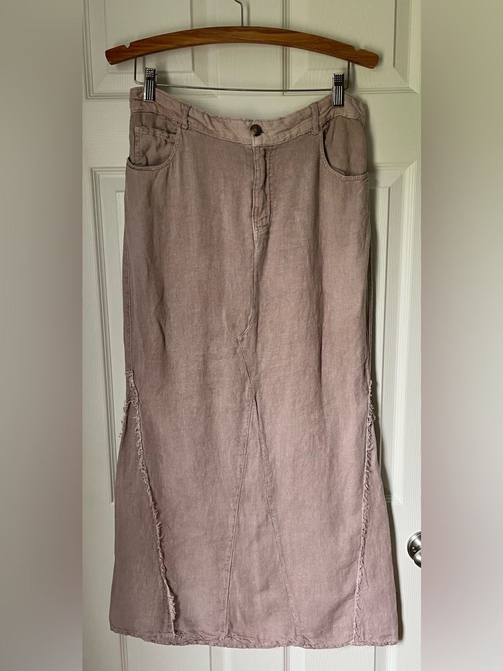 Zara Washed Mauve Linen Maxi Skirt